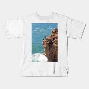 Living dangerously - Cliff fishing at Cabo de São Vicente, Portugal Kids T-Shirt